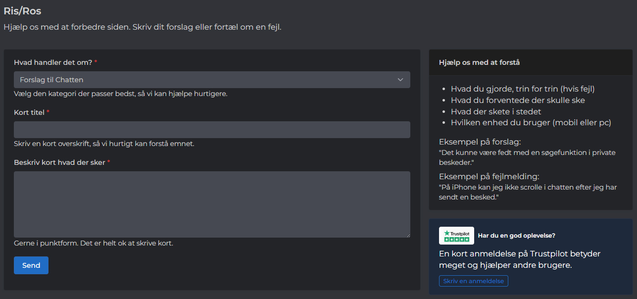 Ny Funktion - Ris/Ros
